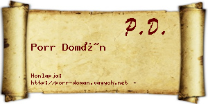 Porr Domán névjegykártya